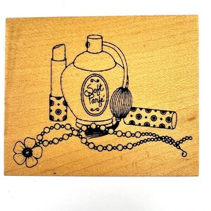 Vintage Great Impressions Perfume Makeup Necklace Cologne Rubber Stamp E505