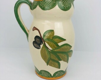 Cerámica de arcilla pintada a mano Portugal lanzador de agua aceitunas hojas Sangria Pitcher