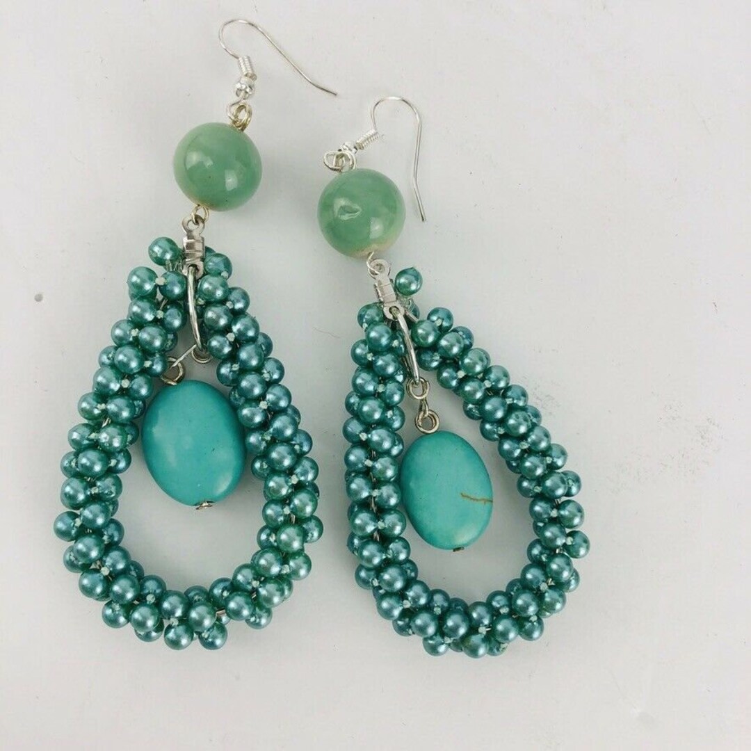 lllNew dangle hoop earrings *** Job's tear / pearl (TNJ original)