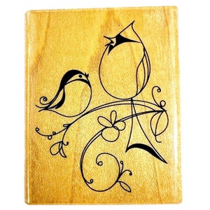 vintage Inkadinkado Cardinal Mamma Baby Birds On A Branch Flowers 98419K Chant
