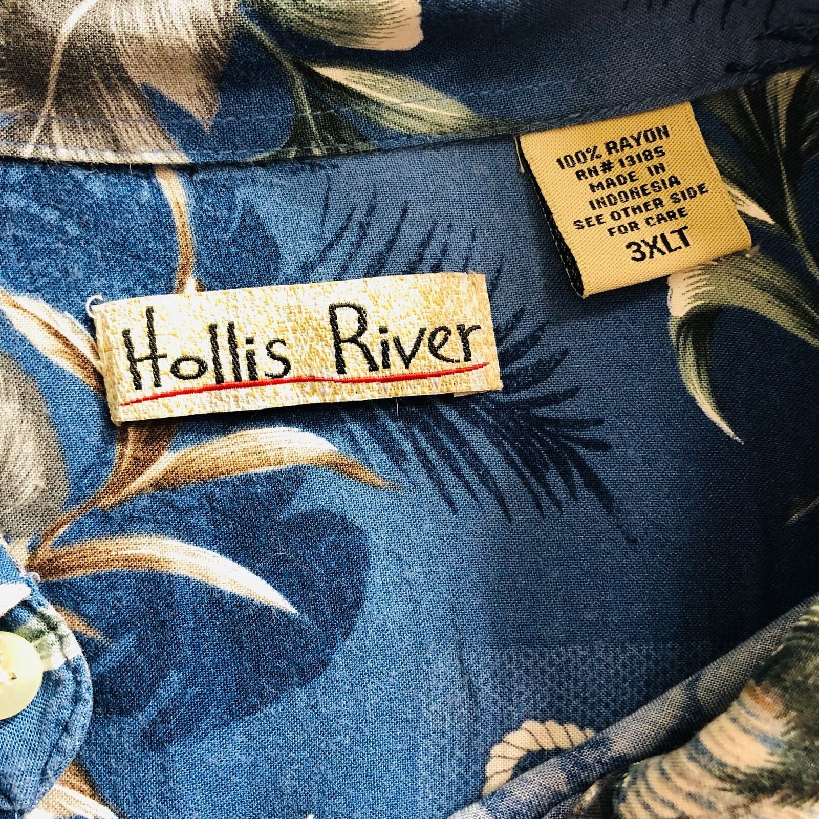 Hollis River Hawaiian Aloha Blue 3XLT Tiki Hut Palm Leaves | Etsy