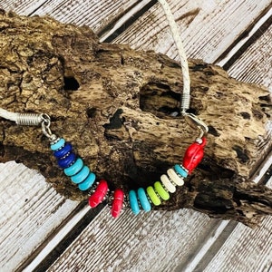 Jasper Beige Trançado Couro Tartaruga Marinha Vermelho Azul Roxo Colar Feito à Mão