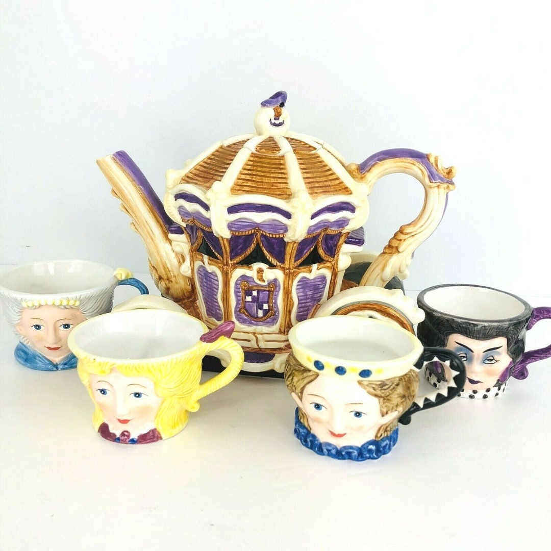 Dept 56 Storybook Cinderella Teapot 4 Cups Disney Glass Slipper