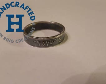 Silver Arizona Quarter Coin Ring