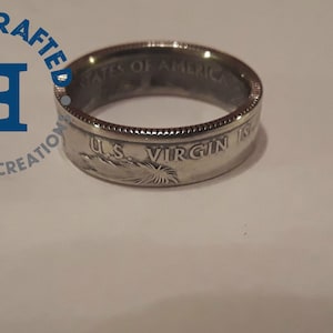 US Virgin Islands Silver Quarter Coin Ring Size 8