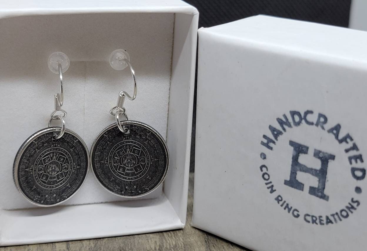 Aztec calendar earrings sale
