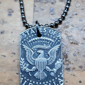 Silver 1964 Half Dollar Dog Tag Necklace
