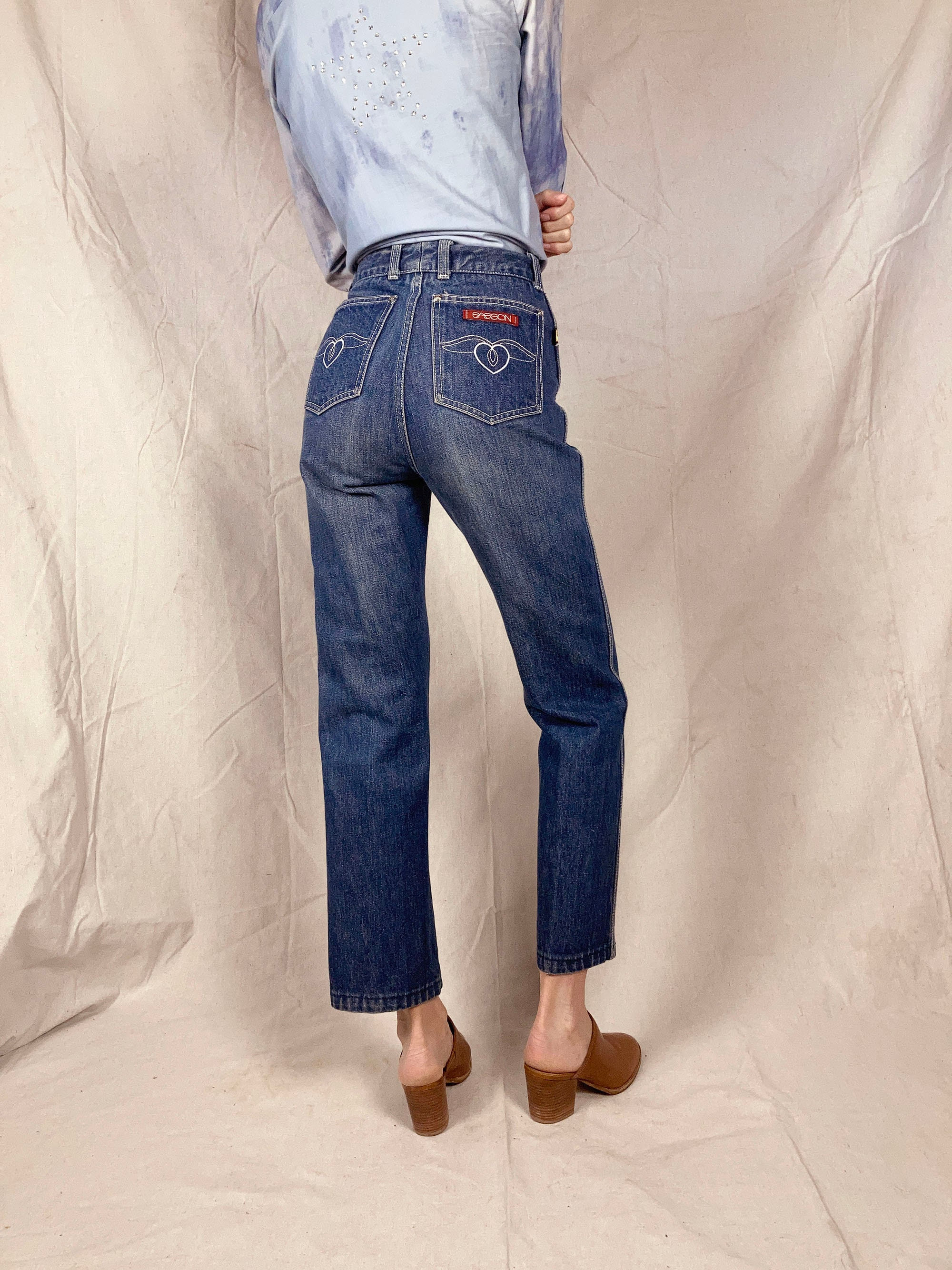 1970s Sasson Heart Pocket Jeans 25 