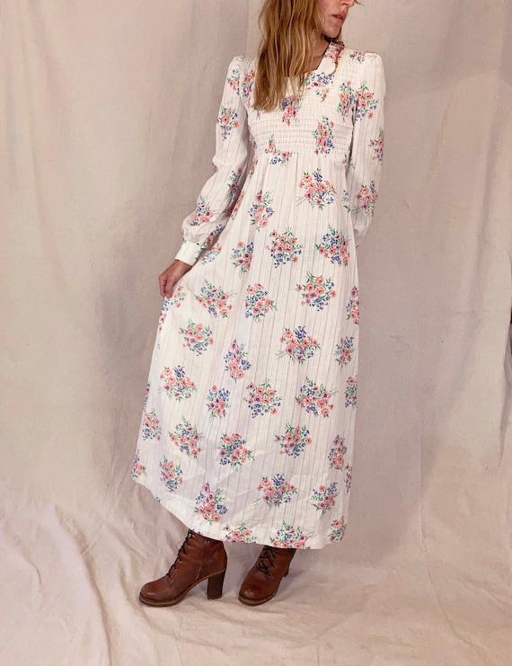 70s Gunne Sax Style Maxi Floral Dress Empire Wais… - image 5