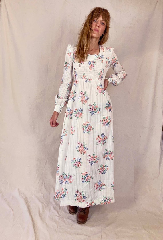 70s Gunne Sax Style Maxi Floral Dress Empire Wais… - image 3