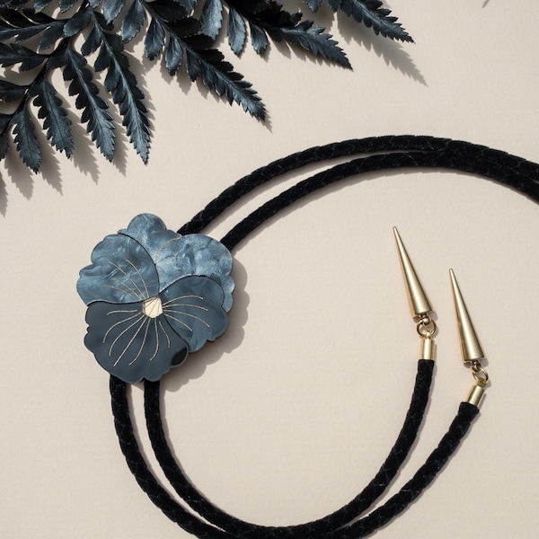 Lush Pansy Bolo Tie | Plant & Botanical Adjustable Necklaces