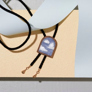 Cloud Bolo Tie with Black Velvet Cord