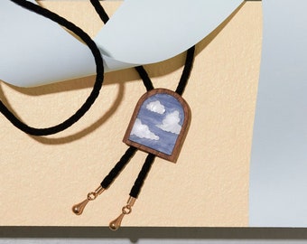 Cloud Bolo Tie with Black Velvet Cord