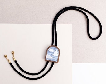 Cloud Bolo Tie with Black Velvet Cord