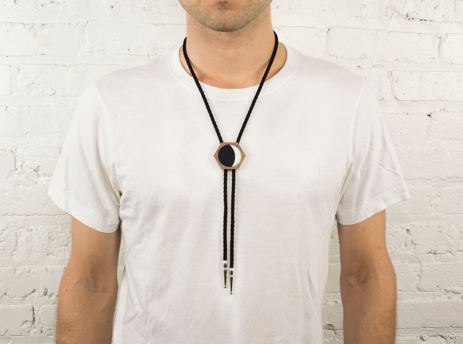 Moon Phase Bolo Tie Geometric Pendant 