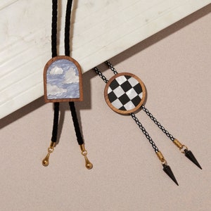 Cloud Bolo Tie with Black Velvet Cord image 4