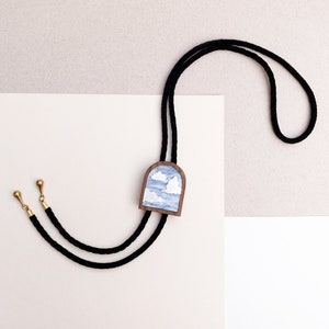 Cloud Bolo Tie with Black Velvet Cord image 2