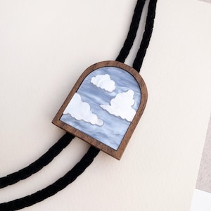 Cloud Bolo Tie with Black Velvet Cord image 5