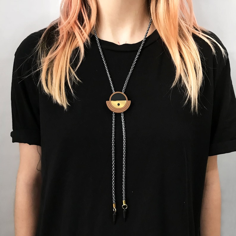 Modern Bolo Tie For Her Adjustable Geometric Statement Etsy