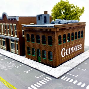 Fábrica a escala N, cartel fantasma de Guinness, pintado y ensamblado a mano imagen 4