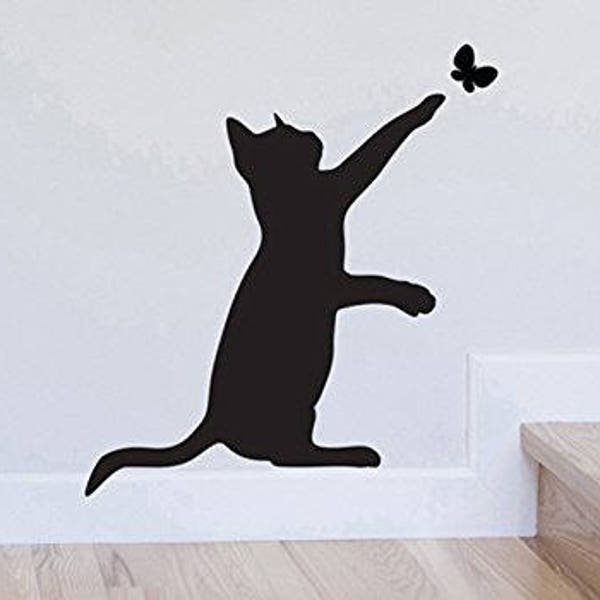 Cat Butterfly wall art , decal , sticker