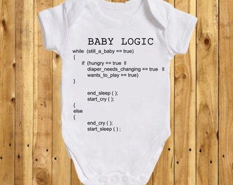 Baby logic vest  , various sizes, funny nerd