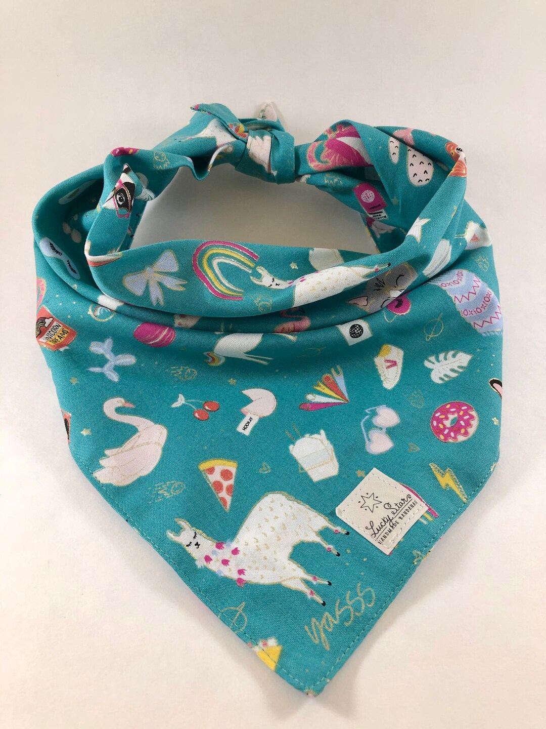 Dog Bandana/ Pet Bandana/ Summer Fun Dog Bandana/ Teal Dog Bandana