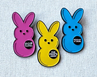 Easter PEEPS enamel pins – Nothing says Easter candy like a bright, marshmallow-y PEEP! Fun Easter Bunny gift, Kids gift