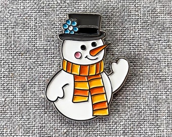 Happy Snowman enamel pin – Our cheery snowman will bring a smile to all and add cheer to your holiday! Snowman gift, gift for kids