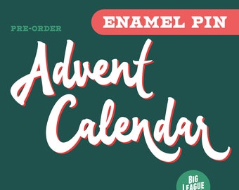 Advent Calendar, the SEQUEL! 24 NEW holiday + winter enamel pins in a cute tabletop stand. Christmas countdown is on! Enamel pin gift set.