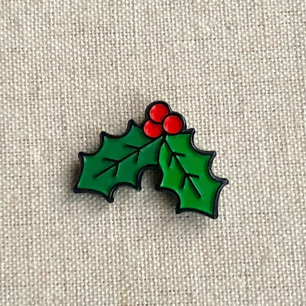 Holly Christmas enamel pin – Deck the halls with this festive Christmas pin. Great stocking stuffer gift! Perfect gift for her!