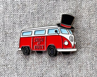 VW Bus enamel pin – Ride into 2024 with our playful VW Bus! Fun New Year's Eve gift, hostess gift, VW Bus gift