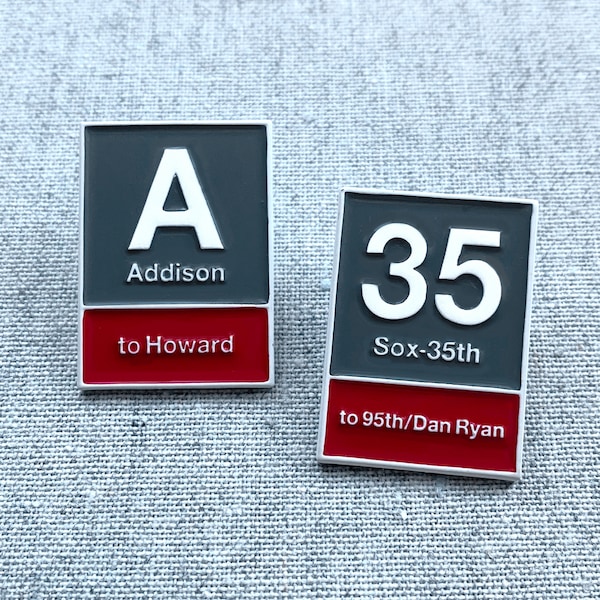 Chicago CTA Sign enamel pin – The L stops for Sox Park and Wrigley. You know where to get off. Look for the grey & red signs! Chicago gift