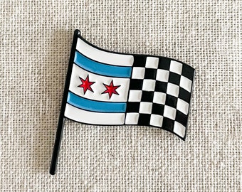 Chicago NASCAR enamel pin – The race is ON! Commemorate this great race experience with a Chicago Flag NASCAR pin. Nascar gift Chicago gift