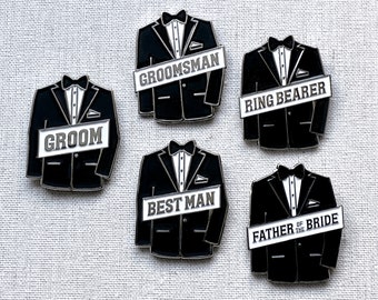 Groomsman Wedding enamel pin – Pins for every man in the wedding: Best Man, Father of the Bride and Groom, Ring Bearer and Groom, of course!