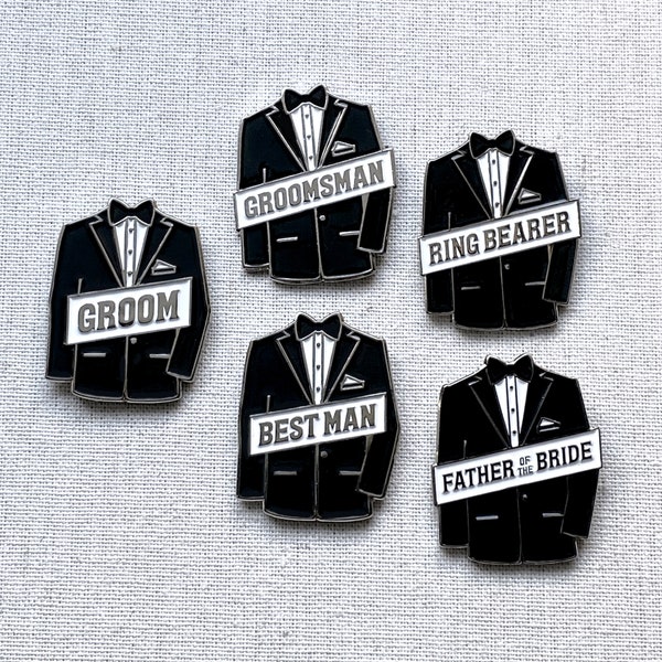 Groomsman Wedding enamel pin – Pins for every man in the wedding: Best Man, Father of the Bride and Groom, Ring Bearer and Groom, of course!