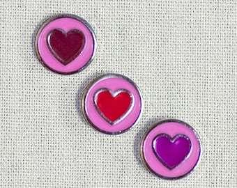 Emaille pin minihart: 0,5 inch, draag een beetje liefde, hartcadeau