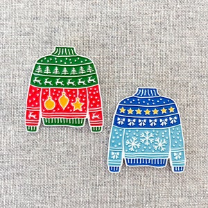 Ugly Sweater enamel pin – The funniest Christmas apparel, as a pin! Show off your festive style every day! Fun Christmas gift, secret santa