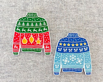 Ugly Sweater enamel pin – The funniest Christmas apparel, as a pin! Show off your festive style every day! Fun Christmas gift, secret santa
