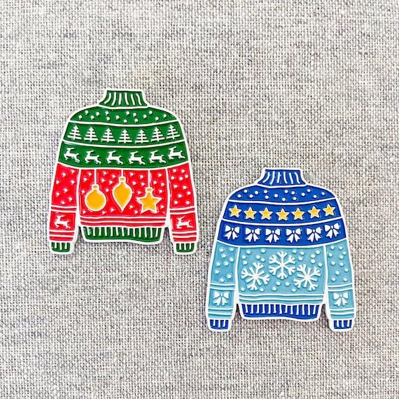 Ugly Sweater enamel pin – The funniest Christmas apparel, as a pin! Show off your festive style every day! Fun Christmas gift, secret santa