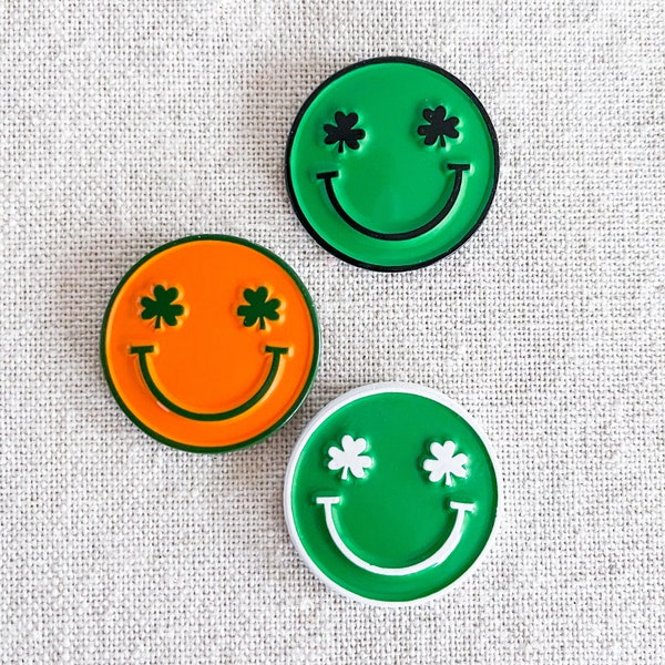 Smiley Shamrock enamel pins – It’s hard to resist these smiley Irish faces! Great Irish gift. St. Patrick’s Day gift! Shamrock Gift