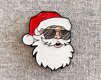 Cool Santa Christmas enamel pin – Santa's stylin' in his sunglasses! Stocking stuffer, holiday gift, Santa Claus pin, Great kids' gift!