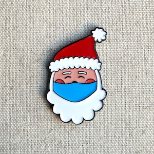 Santa Mask enamel pin – Ho Ho Ho! Santa&#39;s still 6 ft away this year! The perfect stocking stuffer! Santa Claus pin, great kids&#39; gift!