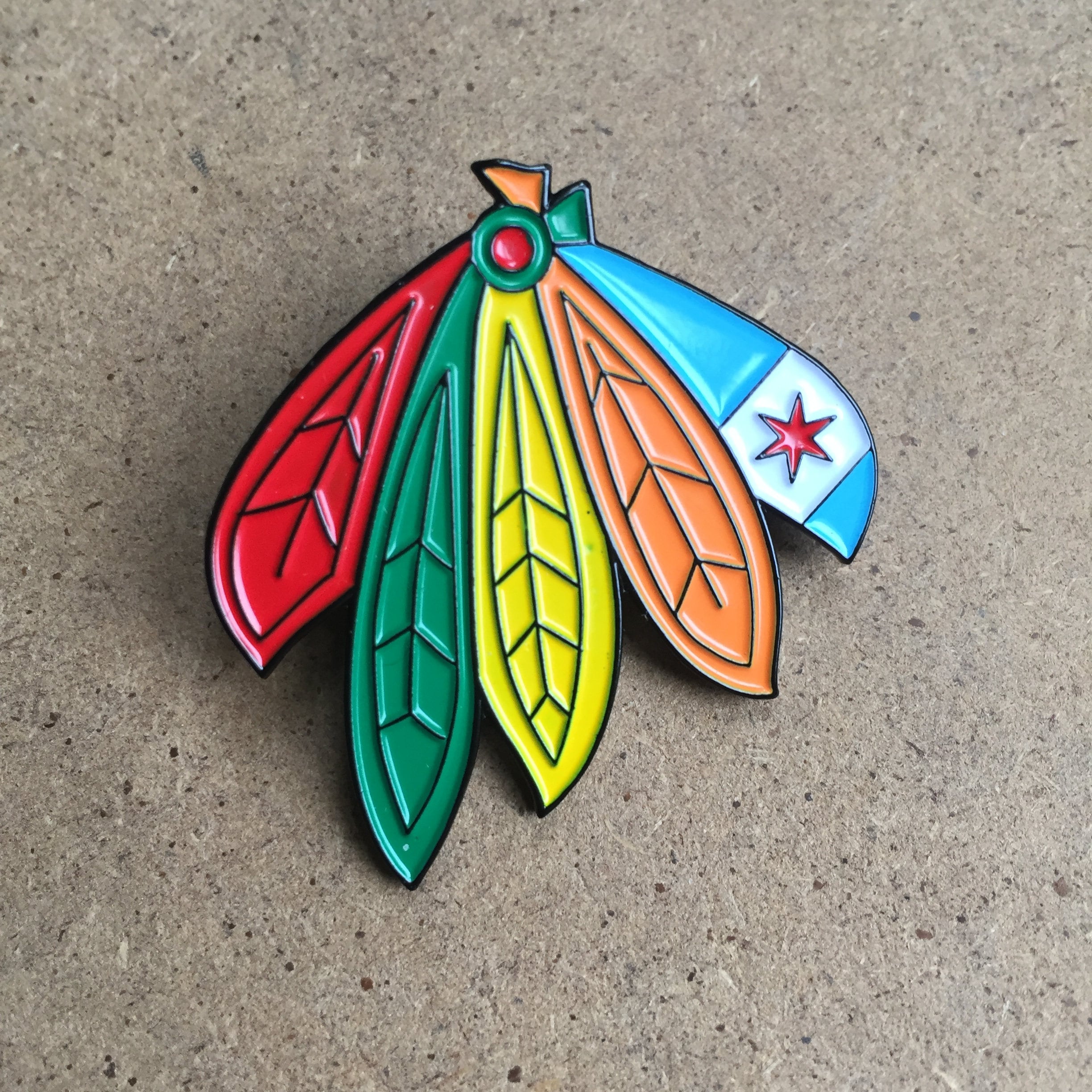 Chicago Blackhawks enamel pin Chicago flag adds fun touch to Etsy