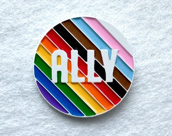 Ally pride enamel pin - Show off your affinity and empathy with the gay & trans community! Great Pride gift. Love is Love!