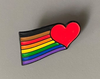 Rainbow Heart Pride enamel pin – Wear this heart pin to show your Pride + Inclusivity! Black Lives Matter gift. Cute Valentine gift!