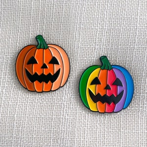 Pumpkin enamel pin – Feeling gourd about our rustic pumpkin pin! Classic orange or rainbow. A boo-tiful Halloween gift! Kid gift.