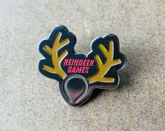 SALE! Reindeer Games Holiday enamel pin – Join the Reindeer Games with clever antler design! stocking stuffer, secret Santa gift!