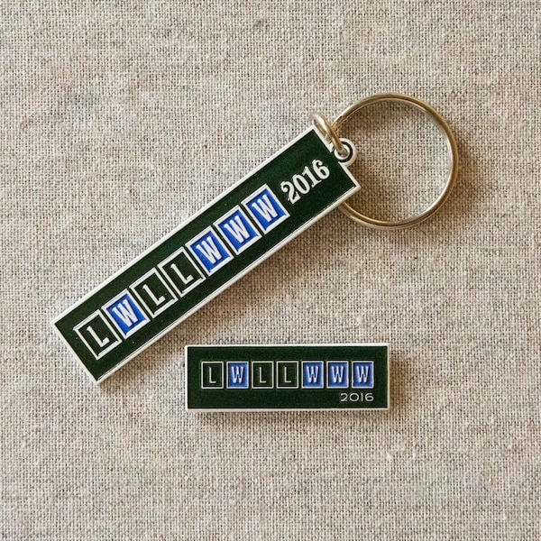 LWLLWWW Chicago Cubs enamel pin + keychain – Best World Series EVER! The 2016 Cubs played 7 games with these wins & losses. Cubs gift.