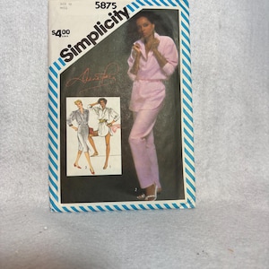 Vintage Simplicity 5875 Sewing Pattern Misses 10 UNCUT Factory Folded 1980s Blouse Pants Set